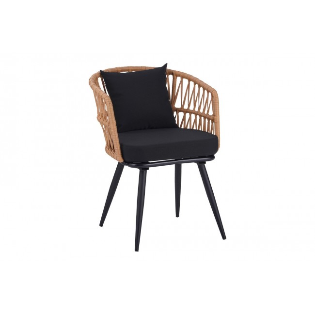 Τραπεζαρία 5τμχ "NAOKI" από pe rattan/μέταλλο σε χρώμα φυσικό/μαύρο 140x80x78