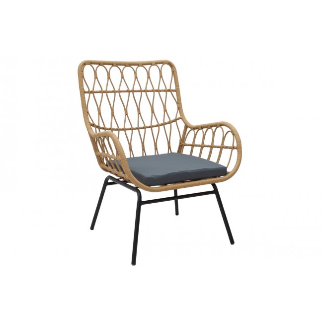 Σαλόνι κήπου 3τμχ "NAOKI-MABIL" από pe rattan/μέταλλο σε χρώμα φυσικό/μαύρο Φ50x55