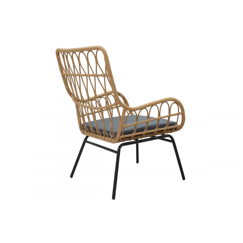 Σαλόνι κήπου 3τμχ "NAOKI-MABIL" από pe rattan/μέταλλο σε χρώμα φυσικό/μαύρο Φ50x55