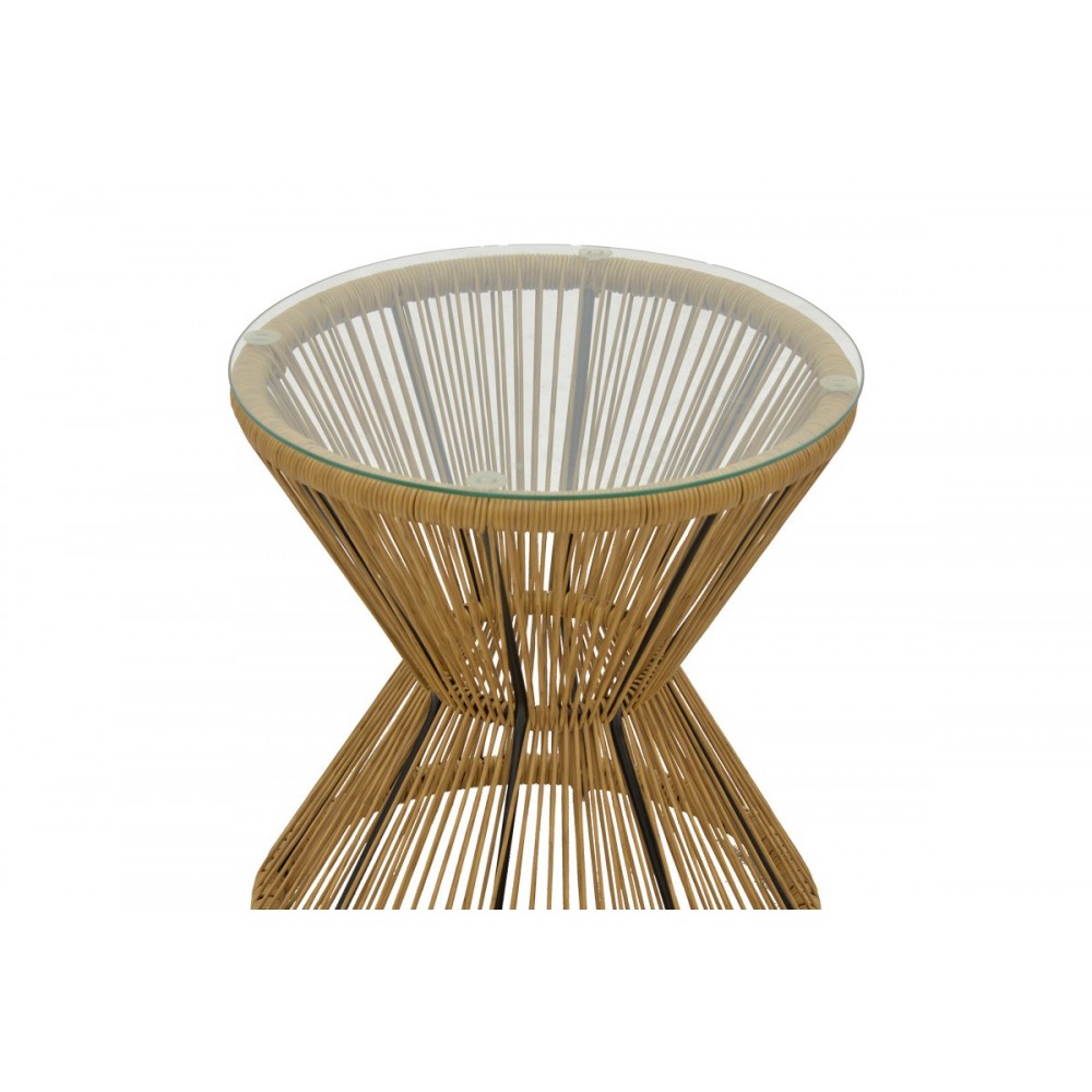 Σαλόνι κήπου 3τμχ "NAOKI-MABIL" από pe rattan/μέταλλο σε χρώμα φυσικό/μαύρο Φ50x55