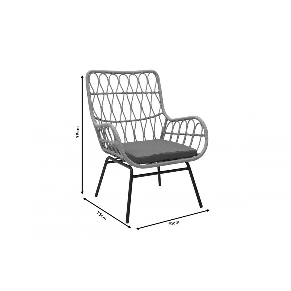 Σαλόνι κήπου 3τμχ "NAOKI-MABIL" από pe rattan/μέταλλο σε χρώμα φυσικό/μαύρο Φ50x55