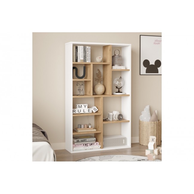 Βιβλιοθήκη "BOTECA" σε χρώμα λευκό/φυσικό 75x22x123.6