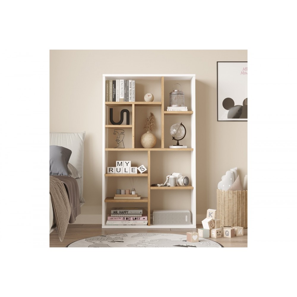 Βιβλιοθήκη "BOTECA" σε χρώμα λευκό/φυσικό 75x22x123.6