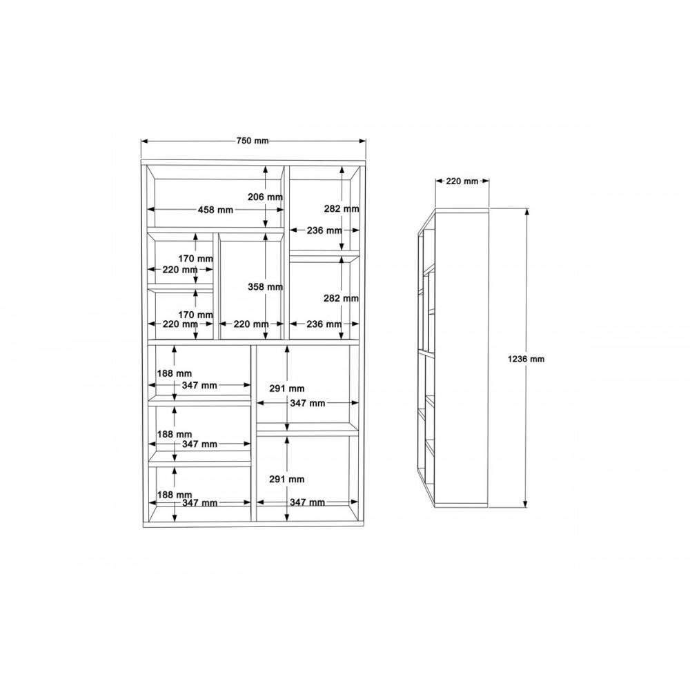 Βιβλιοθήκη "BOTECA" σε χρώμα λευκό/φυσικό 75x22x123.6