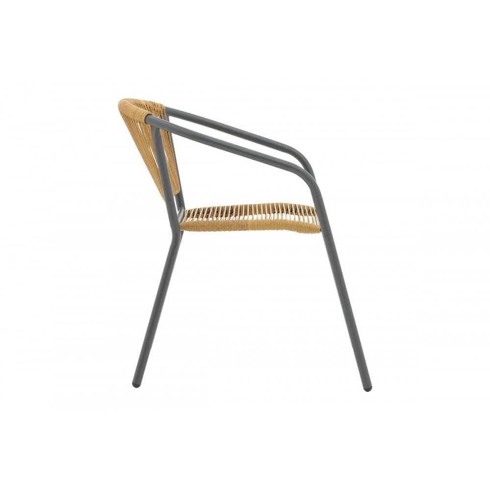 Τραπεζαρία 3τμχ "WATSON-LINDARIA" από μέταλλο/pe rattan σε χρώμα ανθρακί/φυσικό Φ60x70