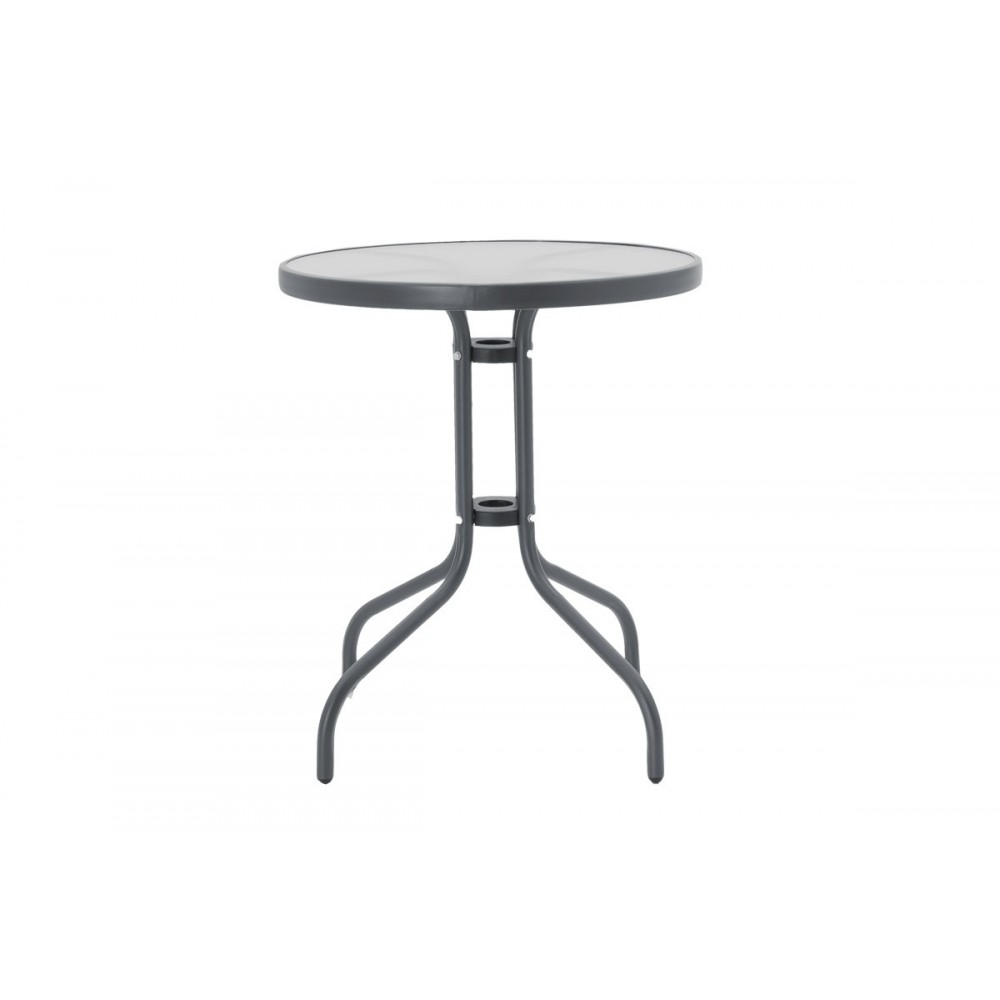 Τραπεζαρία 3τμχ "WATSON-LINDARIA" από μέταλλο/pe rattan σε χρώμα ανθρακί/φυσικό Φ60x70