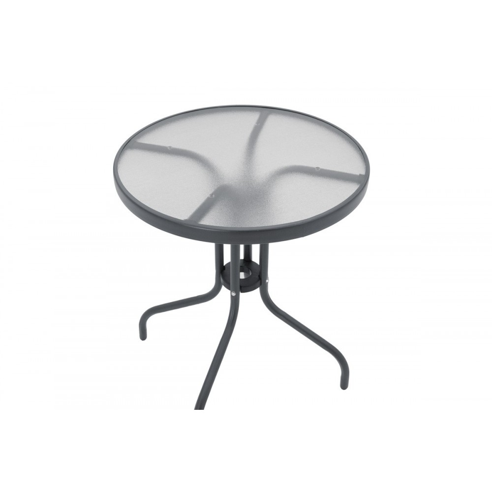 Τραπεζαρία 3τμχ "WATSON-LINDARIA" από μέταλλο/pe rattan σε χρώμα ανθρακί/φυσικό Φ60x70