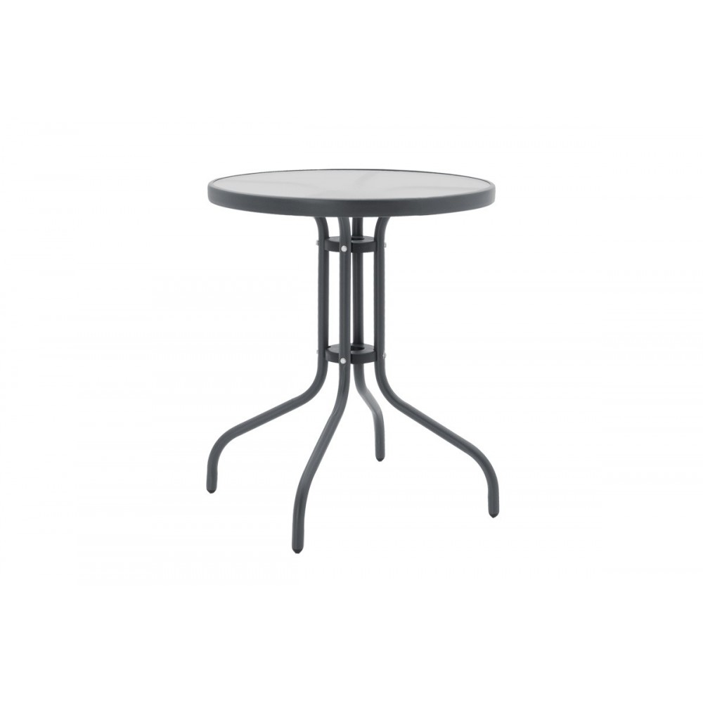 Τραπεζαρία 3τμχ "WATSON-LINDARIA" από μέταλλο/pe rattan σε χρώμα ανθρακί Φ60x70