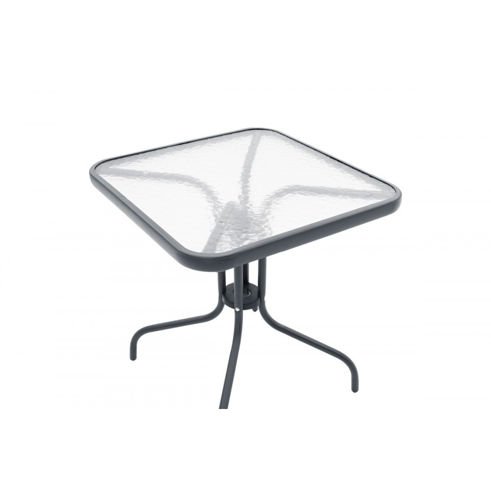 Τραπεζαρία 3τμχ "WATSON-LINDARIA" από μέταλλο/pe rattan σε χρώμα ανθρακί/φυσικό 70x70x70