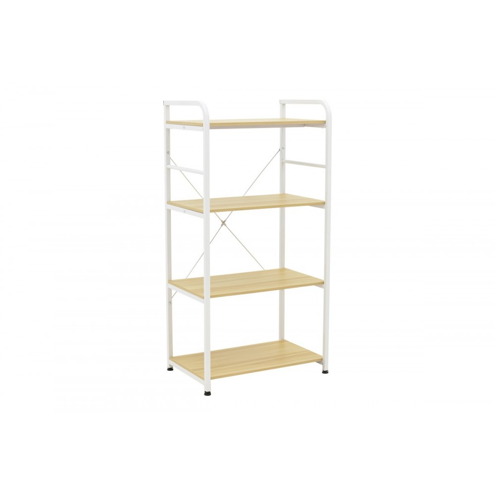 Ραφιέρα επιδαπέδια "DEPO" από μέταλλο/mdf σε χρώμα λευκό/φυσικό 60x40x120