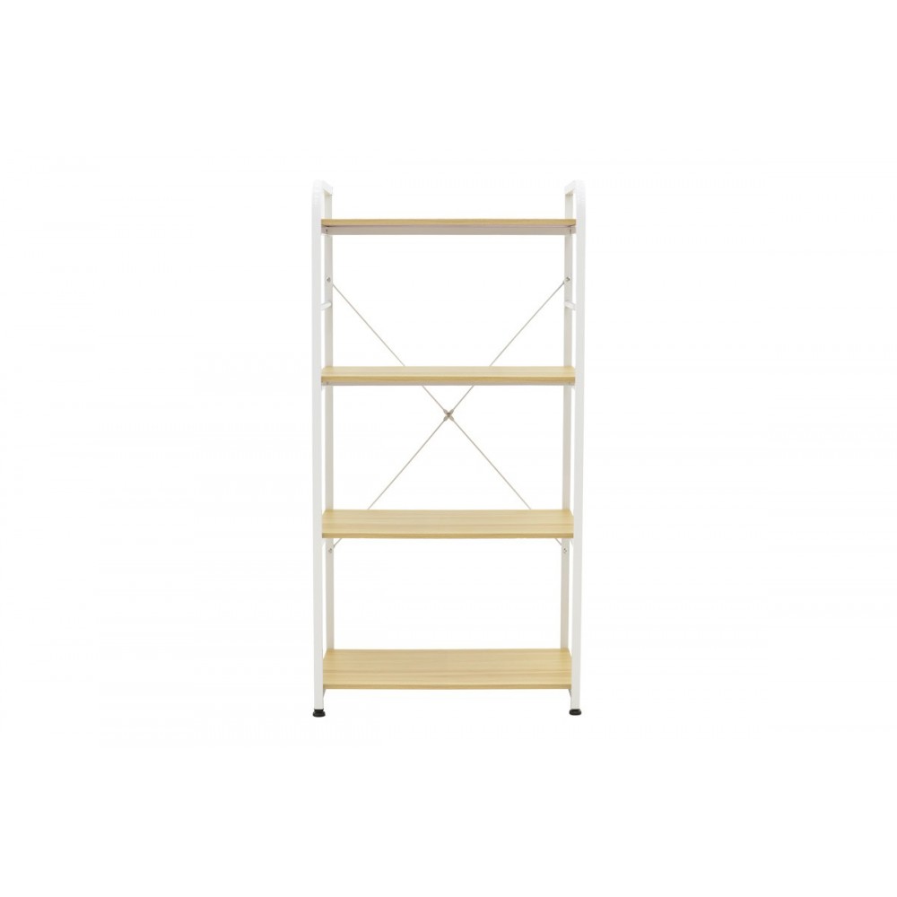 Ραφιέρα επιδαπέδια "DEPO" από μέταλλο/mdf σε χρώμα λευκό/φυσικό 60x40x120