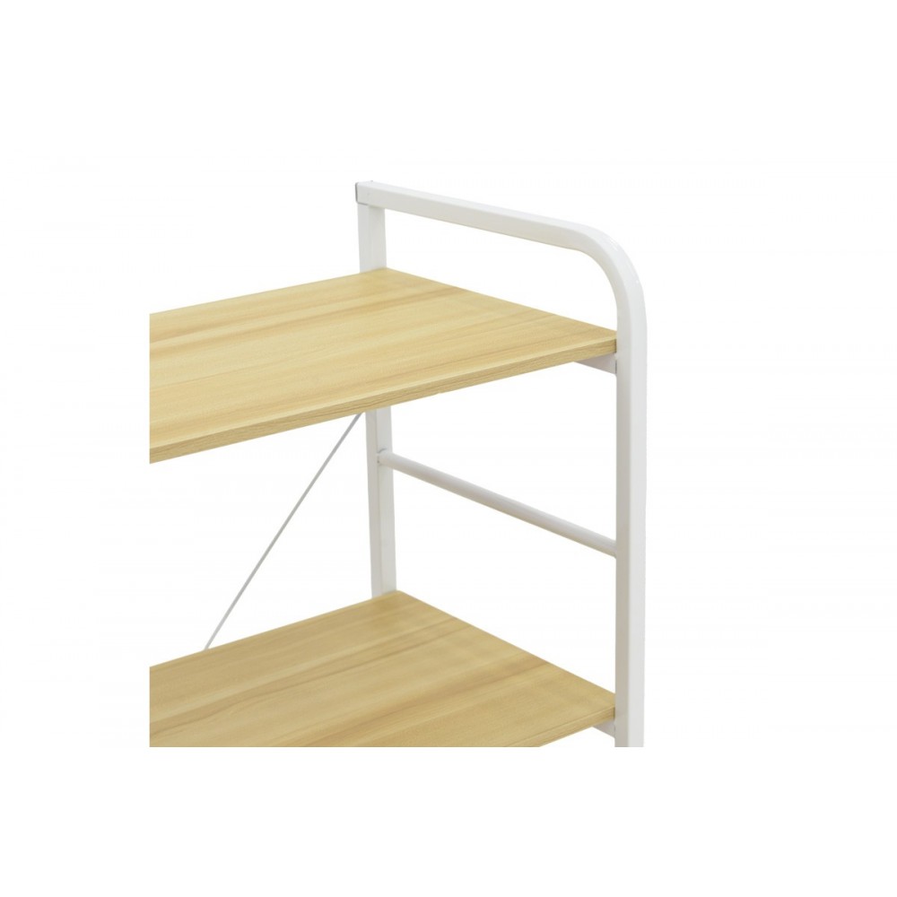 Ραφιέρα επιδαπέδια "DEPO" από μέταλλο/mdf σε χρώμα λευκό/φυσικό 60x40x120