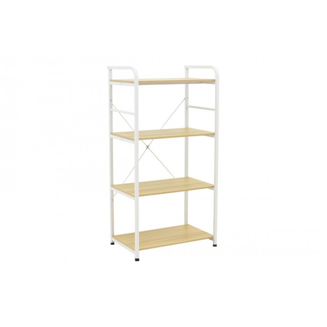 Ραφιέρα επιδαπέδια "DEPO" από μέταλλο/mdf σε χρώμα λευκό/φυσικό 60x40x120