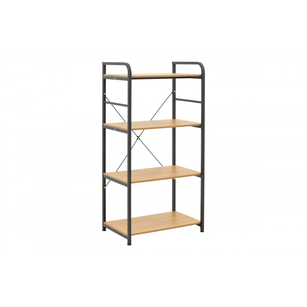 Ραφιέρα επιδαπέδια "DEPO" από μέταλλο/mdf σε χρώμα μαύρο/oak 60x40x120