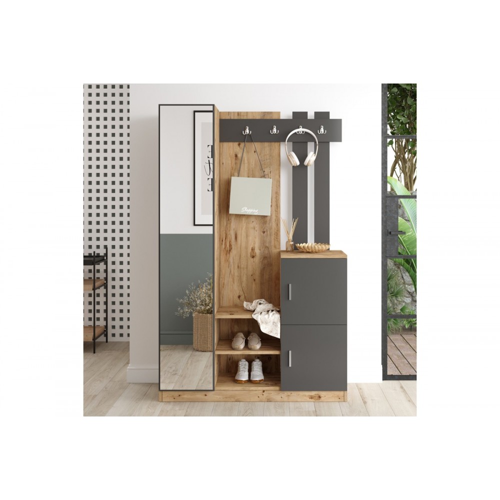 Έπιπλο εισόδου "SARON" σε χρώμα φυσικό/ανθρακί 113x35x180