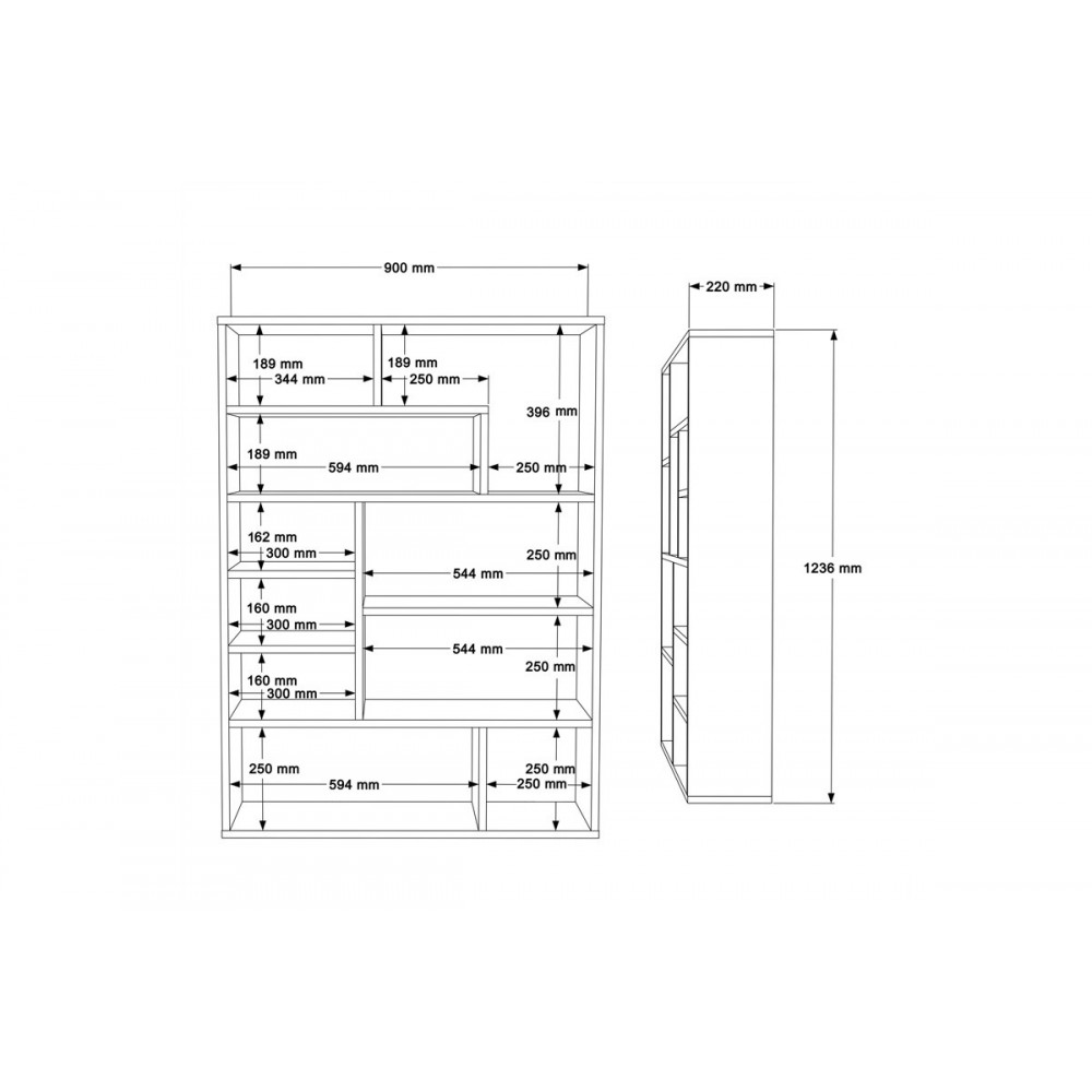 Βιβλιοθήκη "DECORA" σε χρώμα φυσικό/λευκό 90x22x123.6