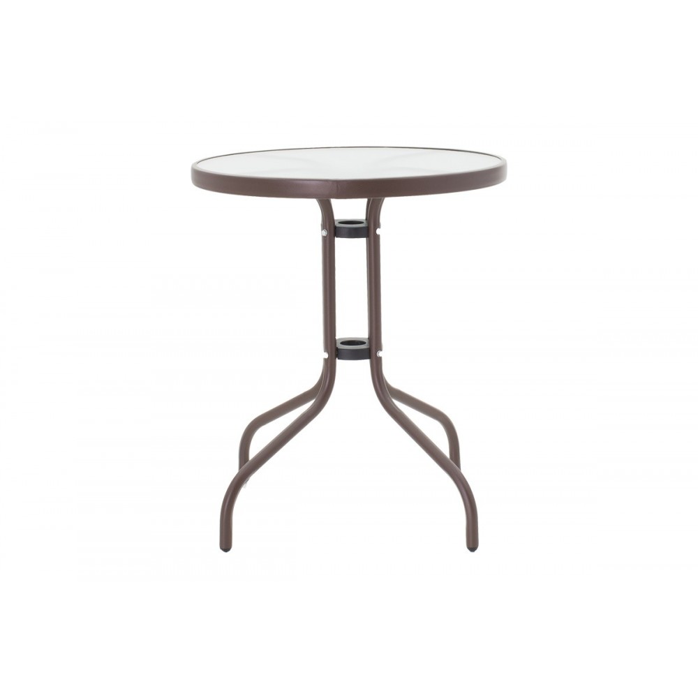 Τραπεζαρία 3τμχ "WATSON-SUSSIE" από μέταλλο/γυαλί σε χρώμα καφέ Φ60x70