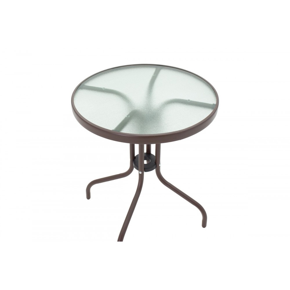 Τραπεζαρία 3τμχ "WATSON-SUSSIE" από μέταλλο/γυαλί σε χρώμα καφέ Φ60x70