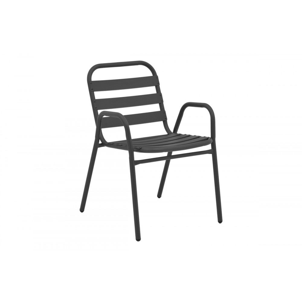 Τραπεζαρία 3τμχ "WATSON-SUSSIE" από μέταλλο/γυαλί σε χρώμα ανθρακί Φ60x70