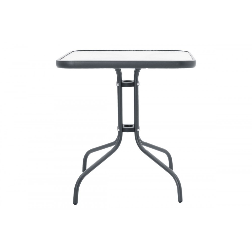 Τραπεζαρία 3τμχ "WATSON-SUSSIE" από μέταλλο/γυαλί σε χρώμα ανθρακί 70x70x70