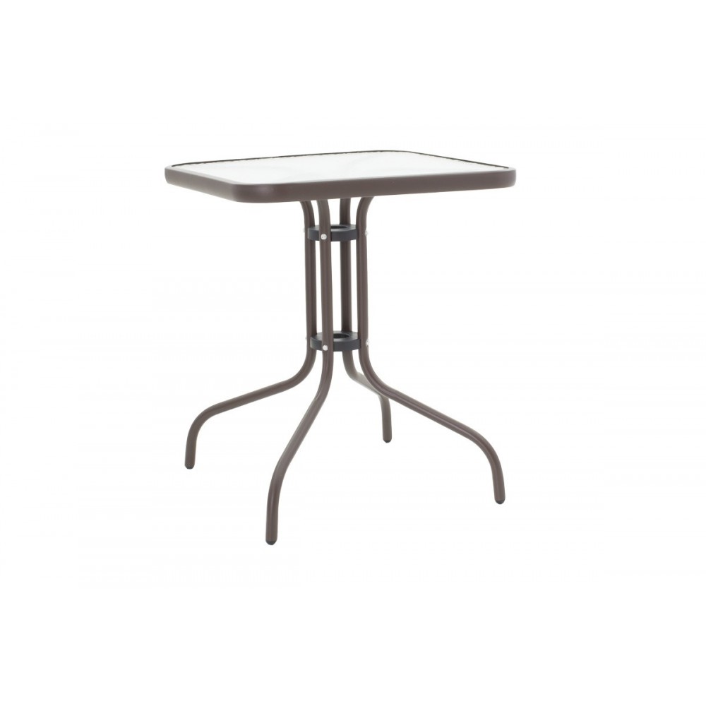 Τραπεζαρία 3τμχ "WATSON-SUSSIE" από μέταλλο/γυαλί σε χρώμα καφέ 60x60x70