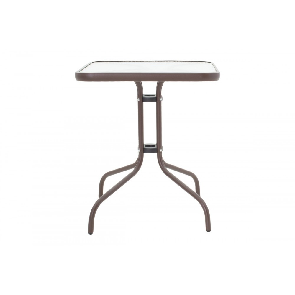 Τραπεζαρία 3τμχ "WATSON-SUSSIE" από μέταλλο/γυαλί σε χρώμα καφέ 60x60x70