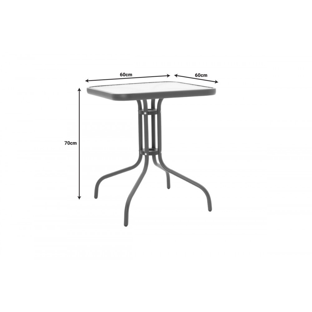 Τραπεζαρία 3τμχ "WATSON-SUSSIE" από μέταλλο/γυαλί σε χρώμα καφέ 60x60x70