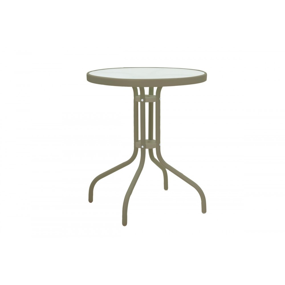 Τραπεζαρία 3τμχ "CALAN-WATSON" από μέταλλο/γυαλί σε χρώμα σαμπανιζέ Φ60x70