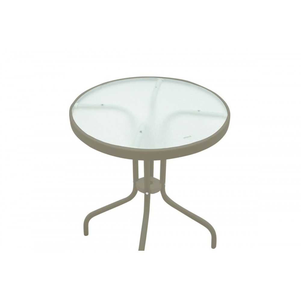 Τραπεζαρία 3τμχ "CALAN-WATSON" από μέταλλο/γυαλί σε χρώμα σαμπανιζέ Φ60x70