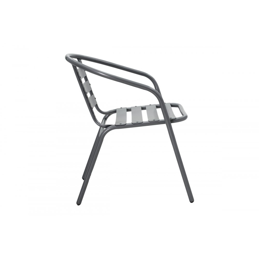 Τραπεζαρία 3τμχ "WATSON-TADE" από μέταλλο/γυαλί σε χρώμα ανθρακί Φ60x70