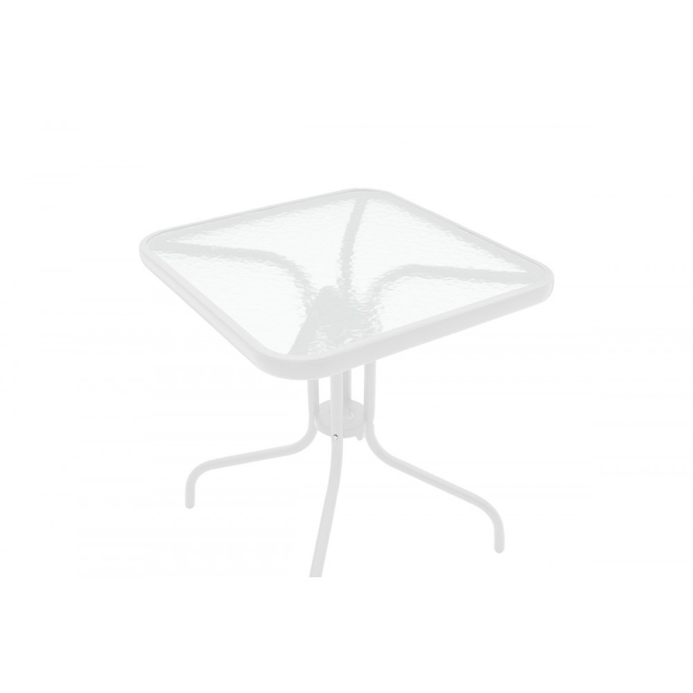 Τραπεζαρία 3τμχ "WATSON-OBBI" από μέταλλο/γυαλί σε χρώμα λευκό 70x70x70