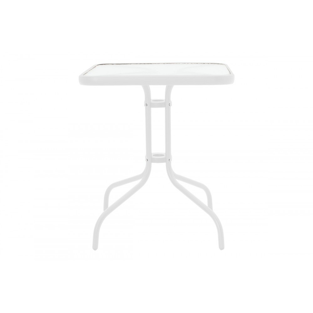 Τραπεζαρία 'WATSON-CALAN" από μέταλλο/γυαλί σε χρώμα λευκό/καφέ 70x70x70