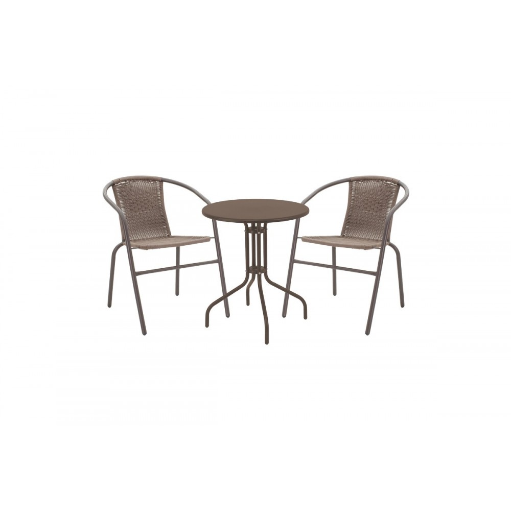 Τραπεζαρία "VERGO-OBBI" από μέταλλο σε χρώμα καφέ Φ60x70