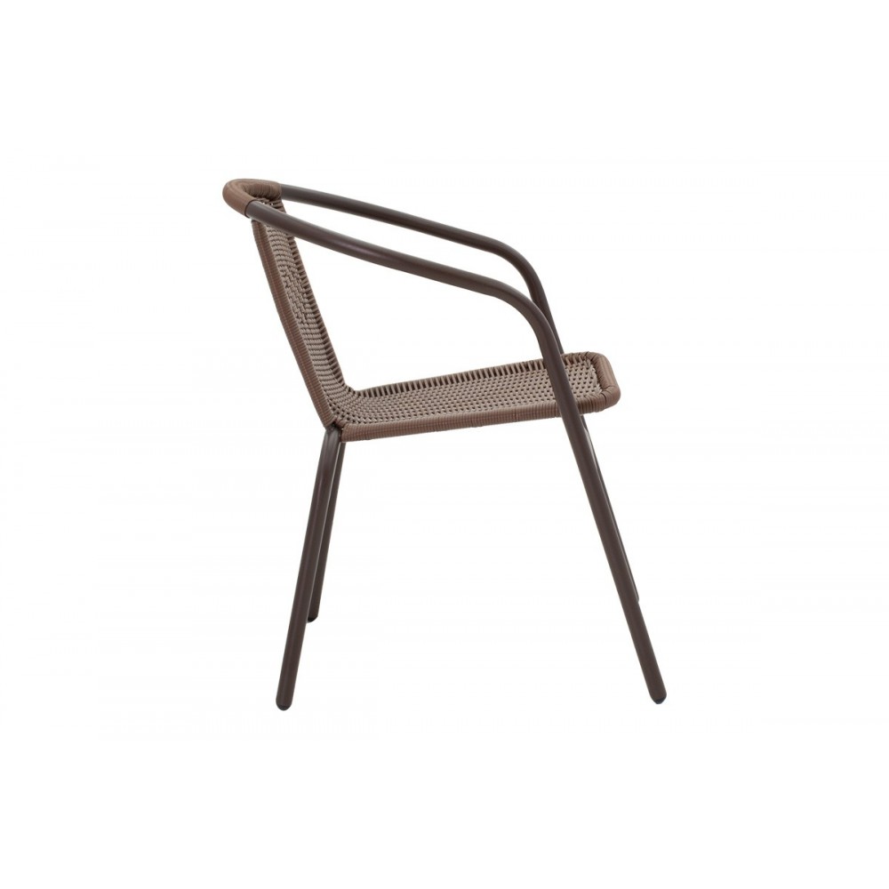 Τραπεζαρία "VERGO-OBBI" από μέταλλο σε χρώμα καφέ Φ60x70