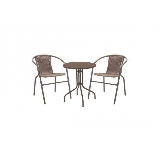 Τραπεζαρία "VERGO-OBBI" από μέταλλο σε χρώμα καφέ Φ60x70