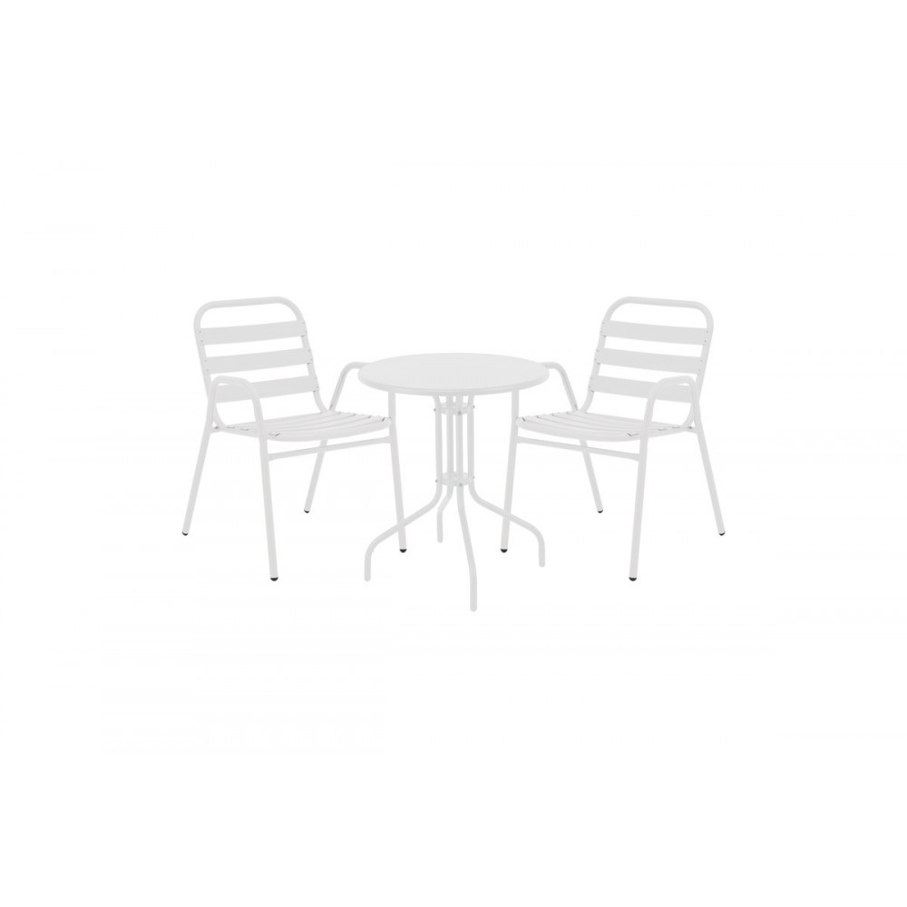 Τραπεζαρία 3τμχ "VERGO-SUSSIE" από μέταλλο σε χρώμα λευκό Φ60x70