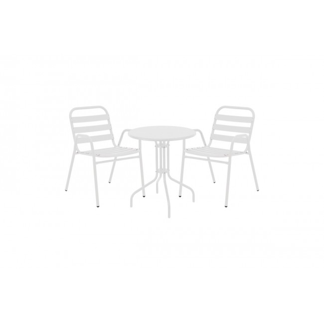 Τραπεζαρία 3τμχ "VERGO-SUSSIE" από μέταλλο σε χρώμα λευκό Φ60x70