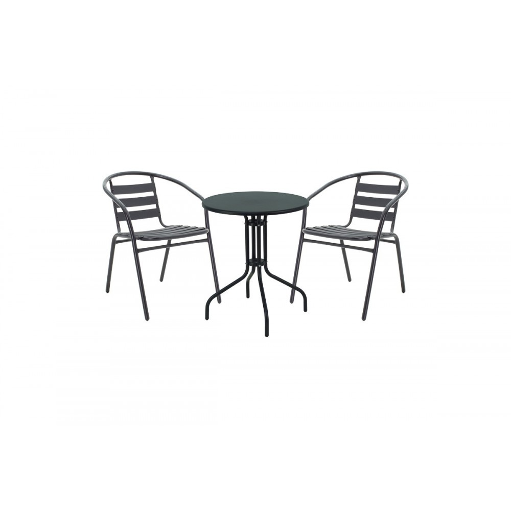 Τραπεζαρία 3τμχ "VERGO-TADE" από μέταλλο σε χρώμα μαύρο Φ60x70