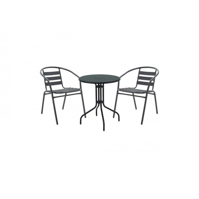 Τραπεζαρία 3τμχ "VERGO-TADE" από μέταλλο σε χρώμα μαύρο Φ60x70