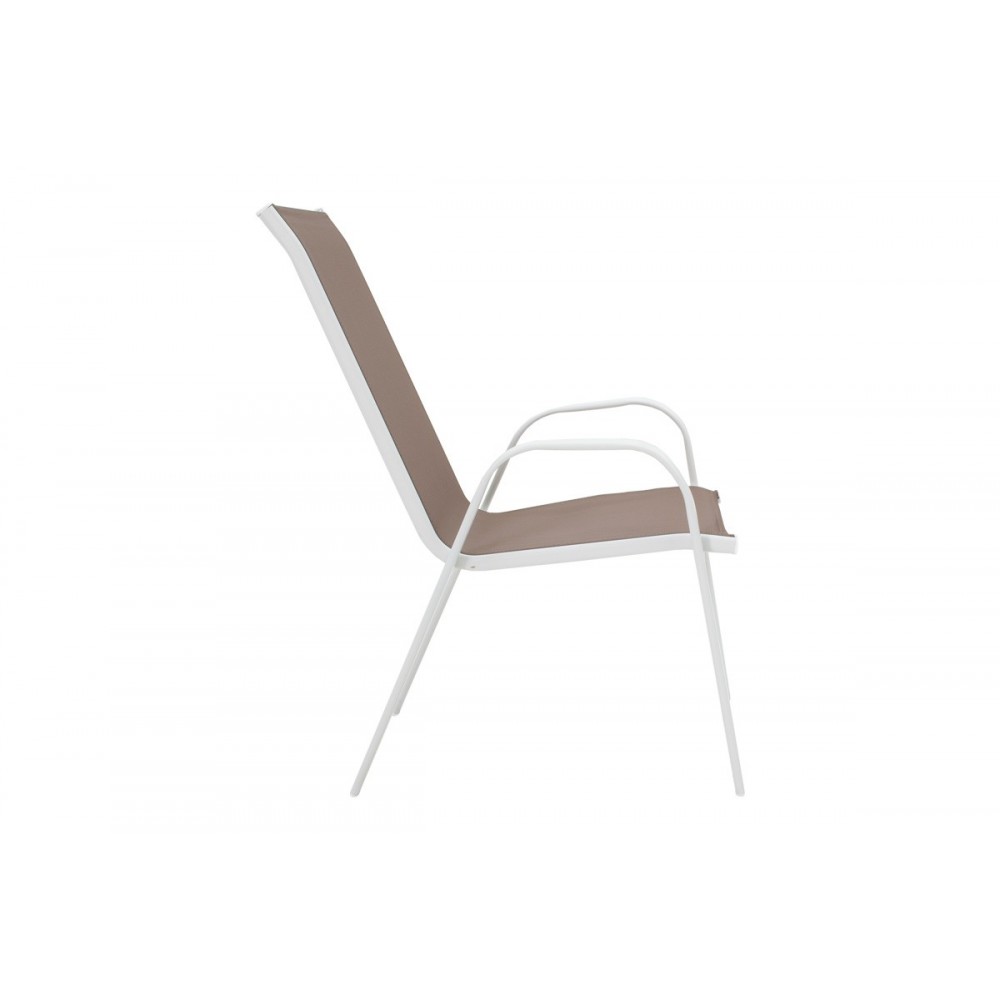 Τραπεζαρία "VERGO-CALAN" από μέταλλο/textilene σε χρώμα λευκό/καφέ Φ60x70