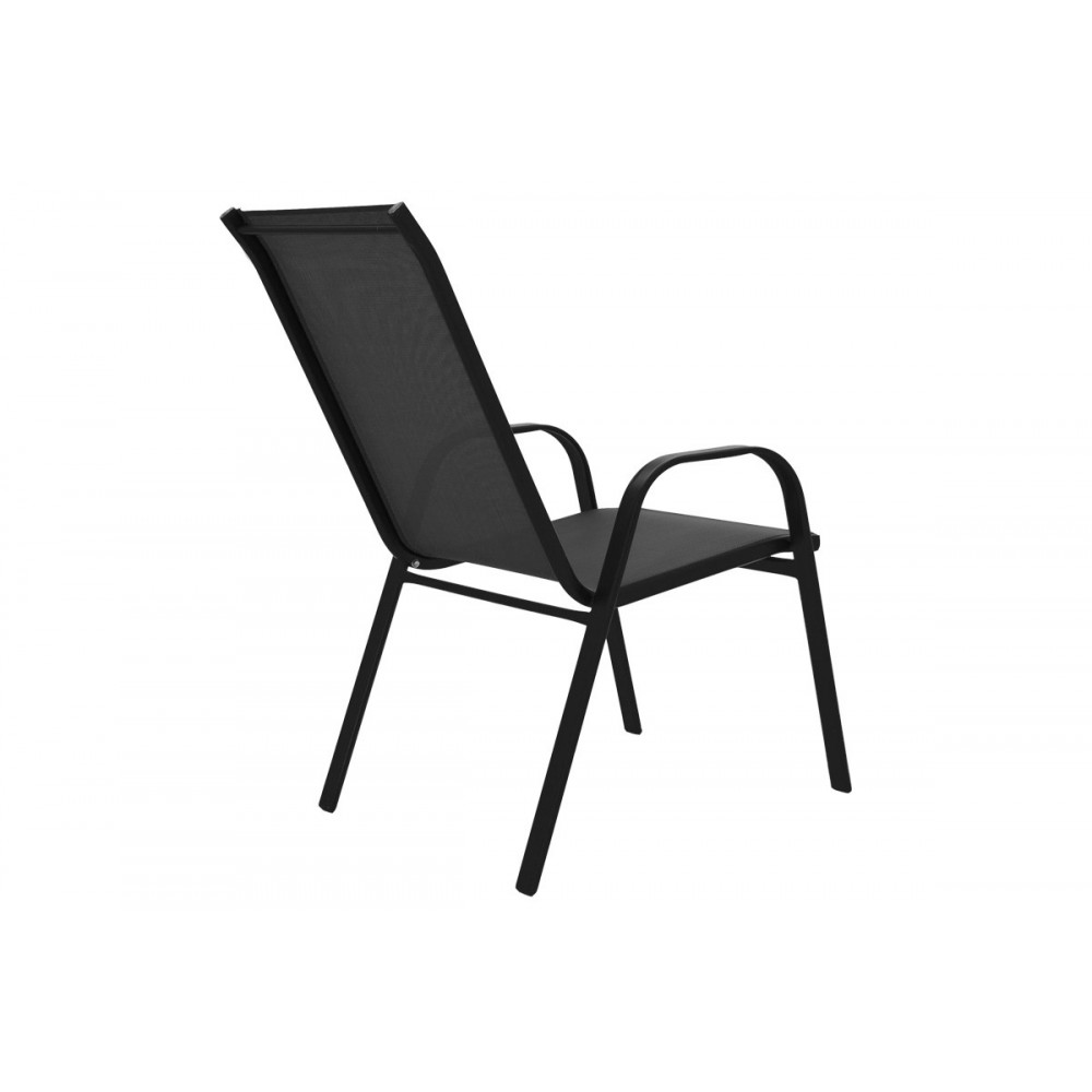 Τραπεζαρία "VERGO-CALAN" από μέταλλο/textilene σε χρώμα μαύρο Φ60x70