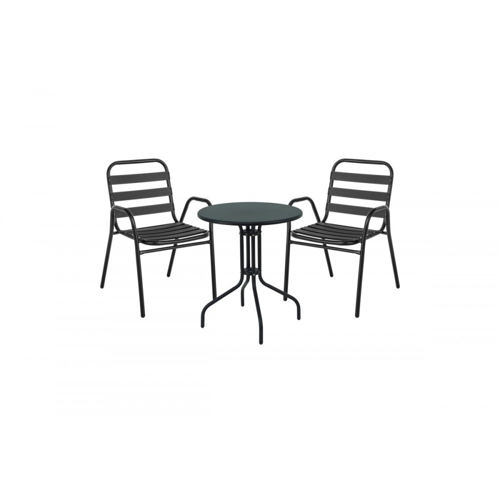 Τραπεζαρία 3τμχ "VERGO-SUSSIE" από μέταλλο σε χρώμα μαύρο Φ60x70