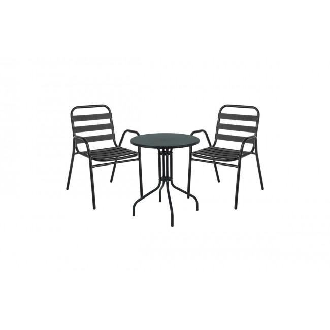 Τραπεζαρία 3τμχ "VERGO-SUSSIE" από μέταλλο σε χρώμα μαύρο Φ60x70