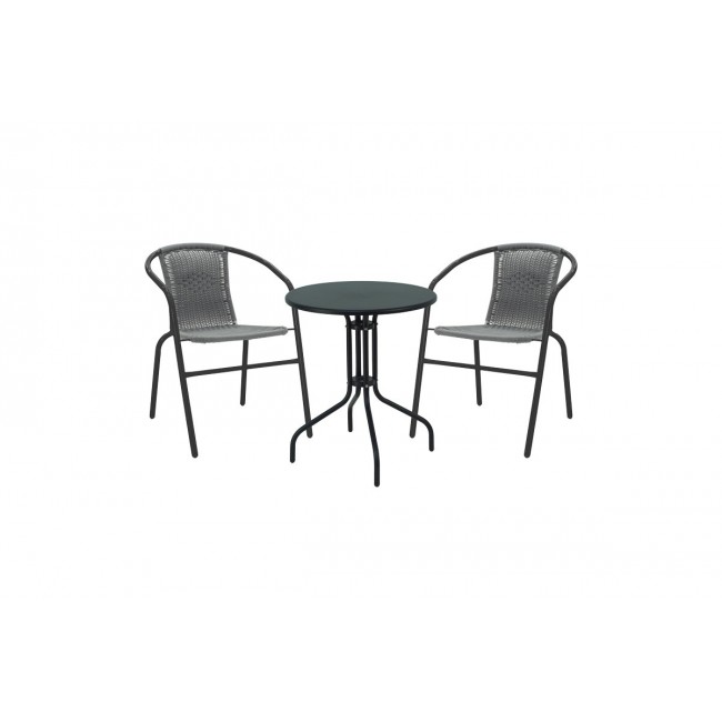 Τραπεζαρία "VERGO-OBBI" από μέταλλο σε χρώμα μαύρο Φ60x70