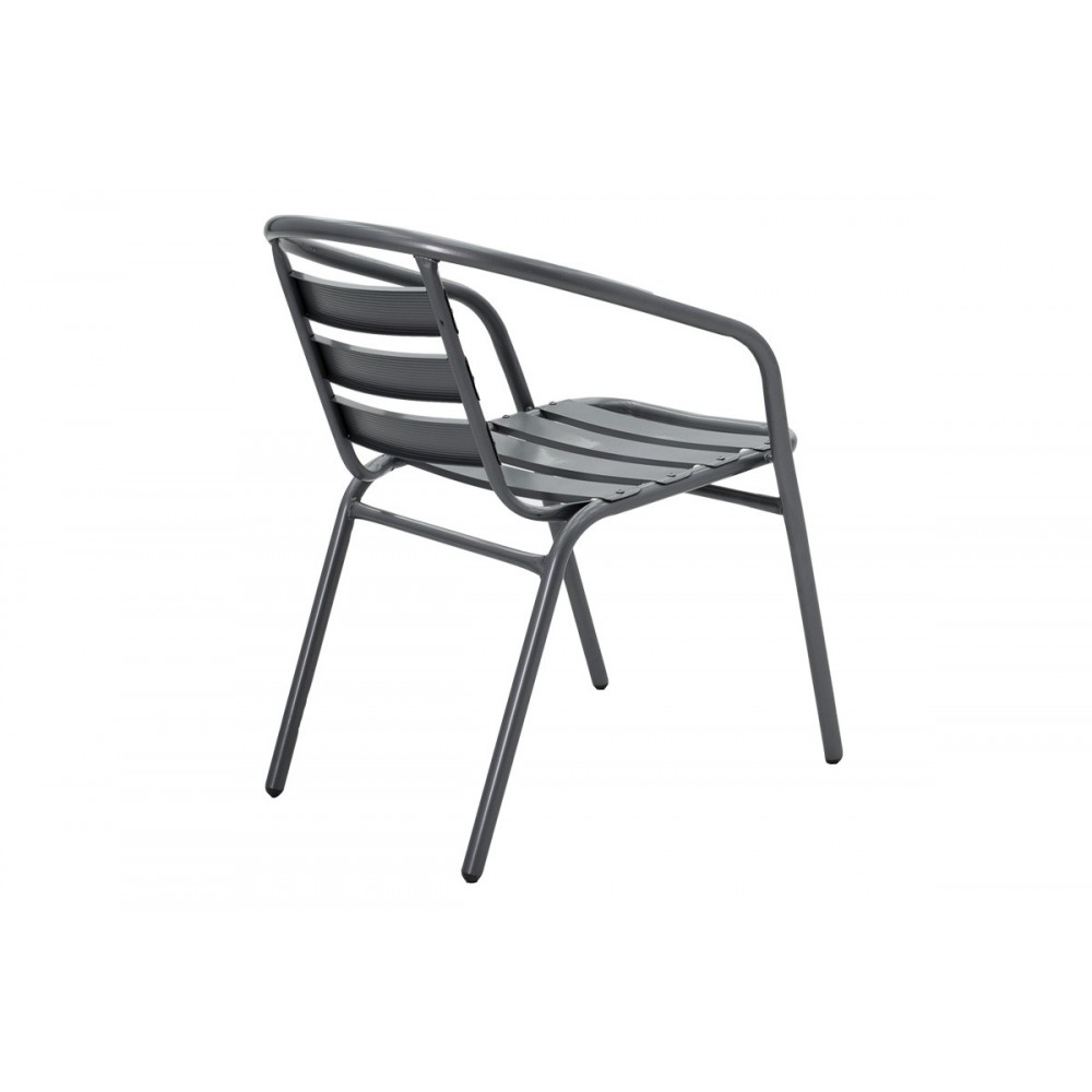 Τραπεζαρία 3τμχ "WATSON-TADE" από μέταλλο/γυαλί σε χρώμα ανθρακί 70x70x70