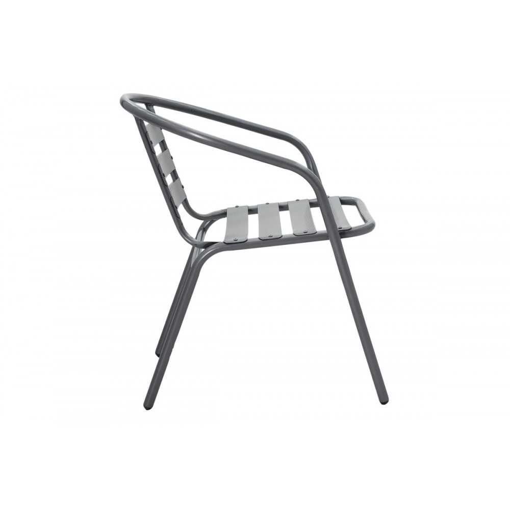 Τραπεζαρία 3τμχ "WATSON-TADE" από μέταλλο/γυαλί σε χρώμα ανθρακί 70x70x70