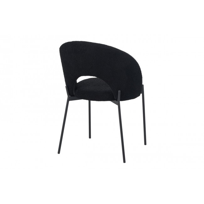 Καρέκλα "MASEBO" από μπουκλέ ύφασμα/μέταλλο σε χρώμα μαύρο 48x58.5x82