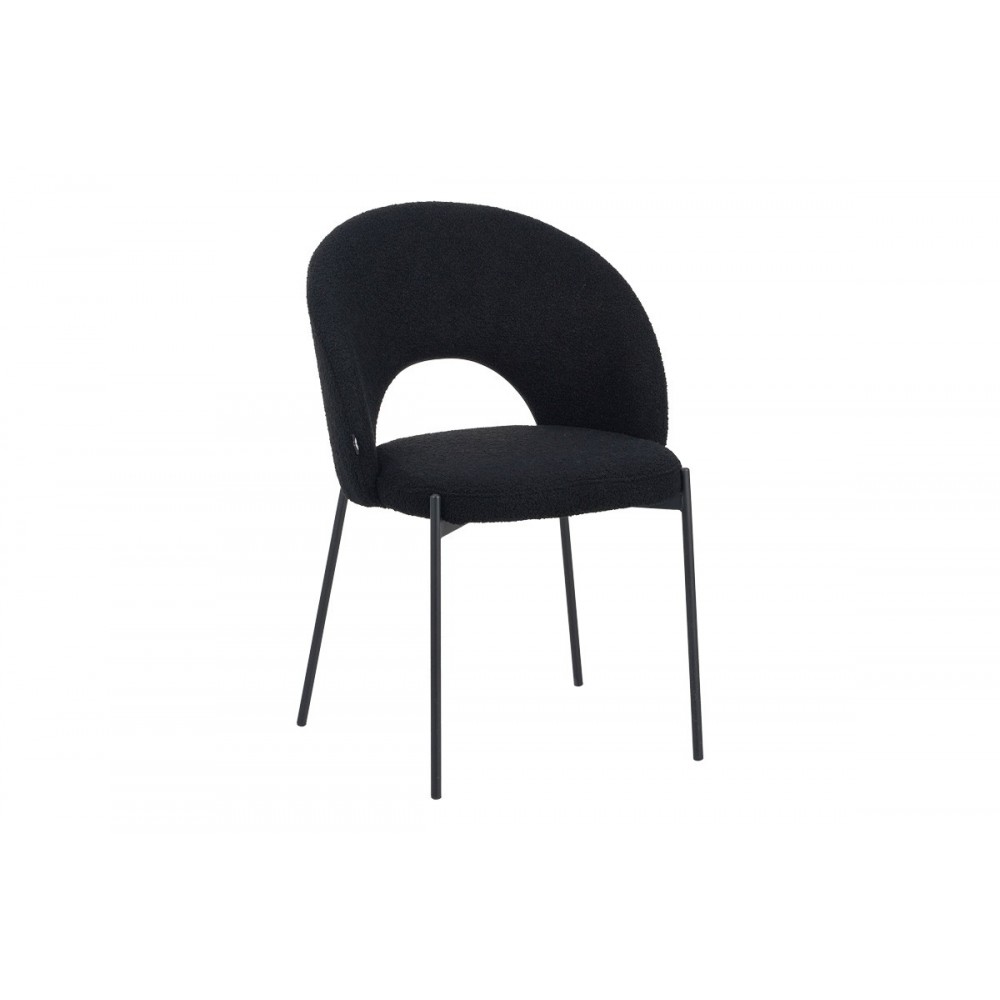 Καρέκλα "MASEBO" από μπουκλέ ύφασμα/μέταλλο σε χρώμα μαύρο 48x58.5x82