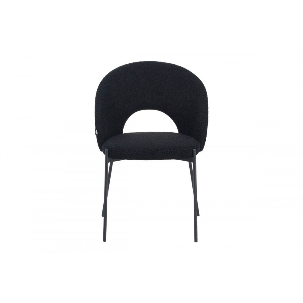 Καρέκλα "MASEBO" από μπουκλέ ύφασμα/μέταλλο σε χρώμα μαύρο 48x58.5x82