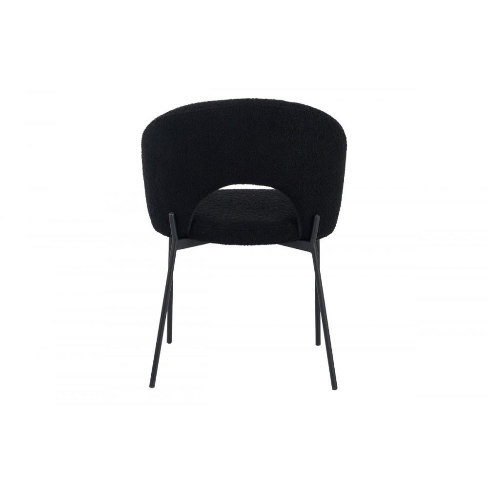 Καρέκλα "MASEBO" από μπουκλέ ύφασμα/μέταλλο σε χρώμα μαύρο 48x58.5x82